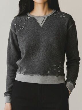 Abercrombie & Fitch Women's Super Destroyed Gray Sweatshirt